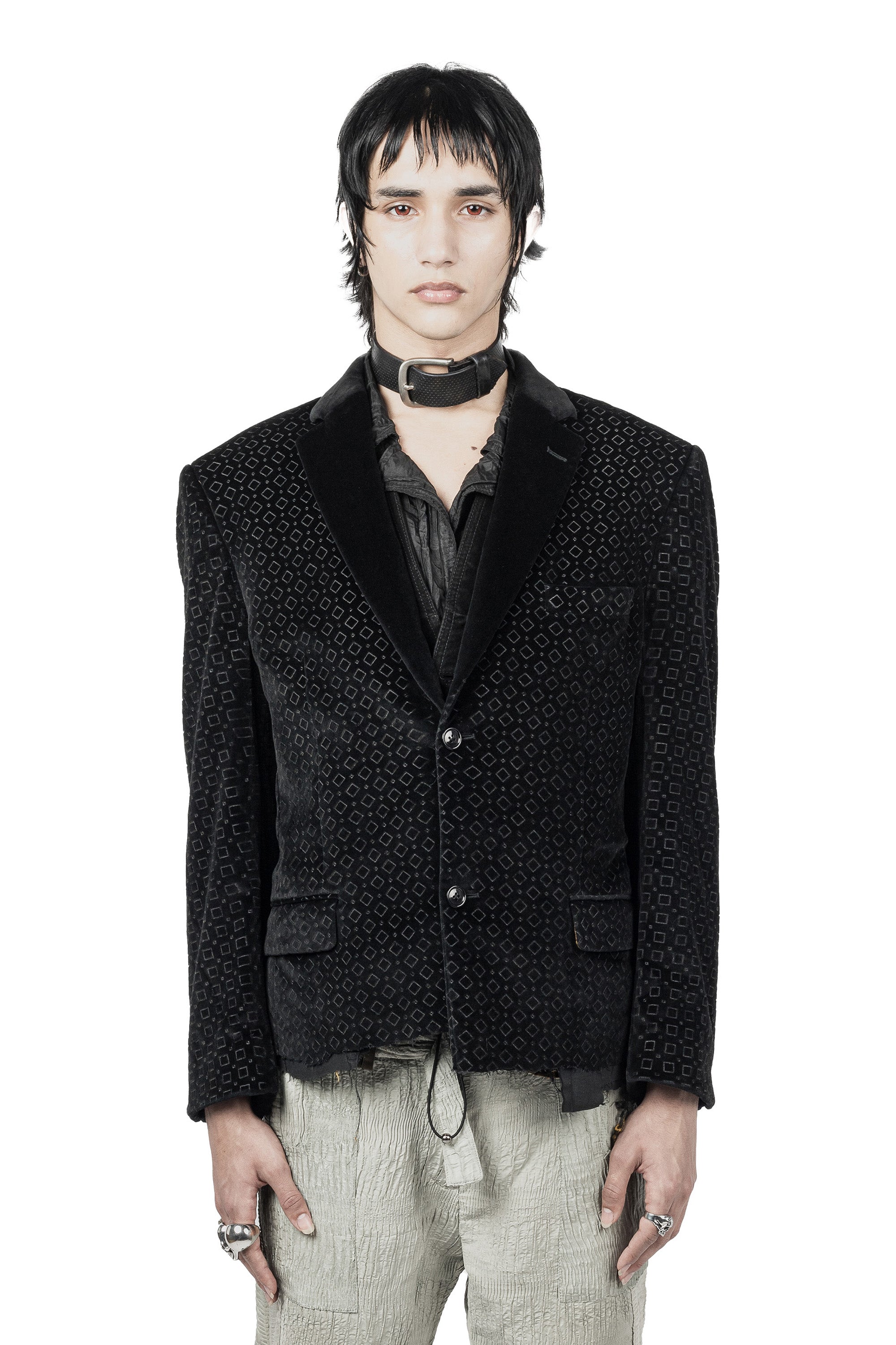 LEATHER MONOGRAM BLAZER